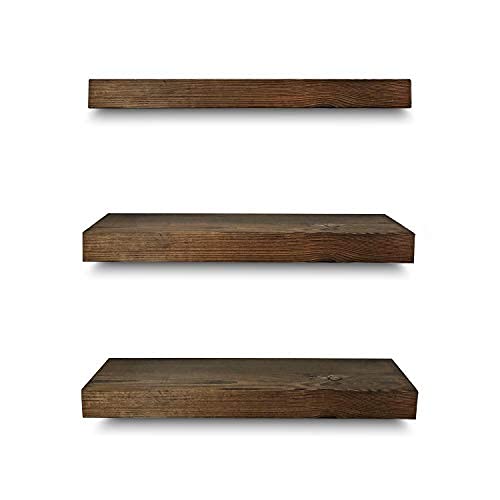 Mark One Home Goods Rustic Farmhouse 3 Tier Floating Wood Shelf - Floating Wall Shelves (Set Of 3), Hardware And Fasteners Included (Walnut, 16") #TOP1