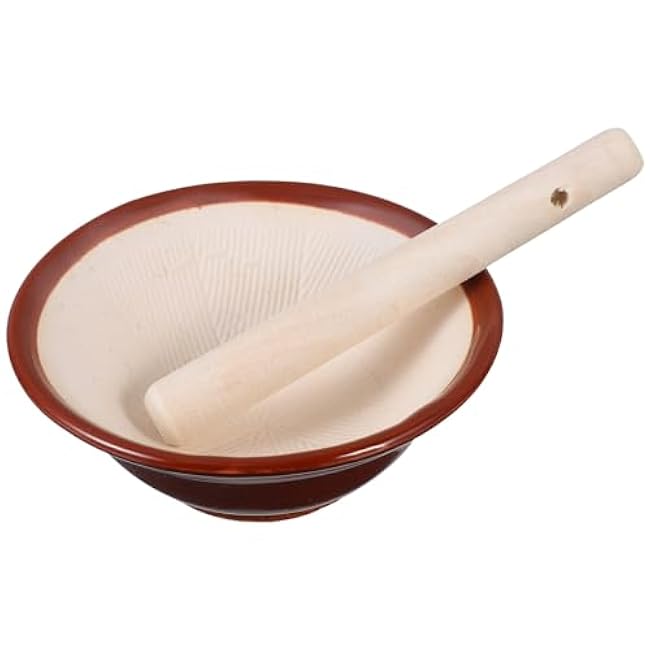 Hemoton 1pc Crushing Retro Tool Wooden Ceramic Supplies Ginger Crush Ginger, Use Vintage Onion, Pestle Pill Grinder Seasonings Garlic Mill Kitchenware Kitchen