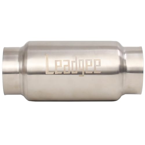 Image of 3 inch Inlet&Outlet Exhaust Resonator,9 inch Overall Length Center Straight Through Stainless Steel Muffler,Polished
