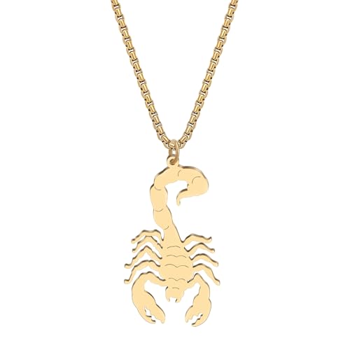 LONYOO Acier Inoxydable Scorpion Collier Scorpion Cadeaux pour Femmes Filles Bijoux Plaqué Or 18K Pendentifs Insecte Cadeaux Astrologie (L'or)