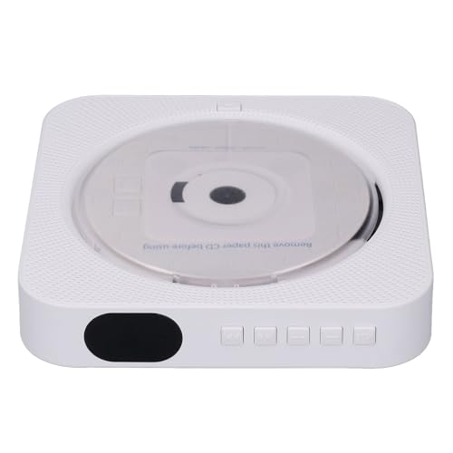 CD Player con Altavoces, Reproductor de CD Montaje de Pared Portátil para Casa (White)