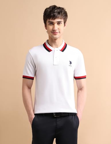 Image of U.S. Polo ASSN. Solid Slim Fit Polo T Shirts for Men - 100% Cotton, Half Sleeves Mens Tshirt