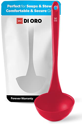 DI ORO® - Louche à soupe - Louche en silicone résistante à la chaleur 315°C - Silicone certifié LFGB et de qualité professionnelle sans BPA - Perfecte pour mélanger et servir (Rouge)