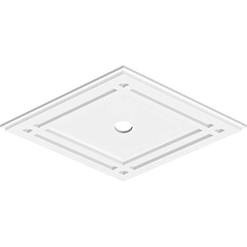 Image of Ekena Millwork CMP28X18DD-02000 Diamond Architectural Grade PVC Contemporary Urethane Ceiling Medallions 28 inchW x 18 5 /8 inchH x 2 inchID x 9 3 /4 inchC x 1 inchP