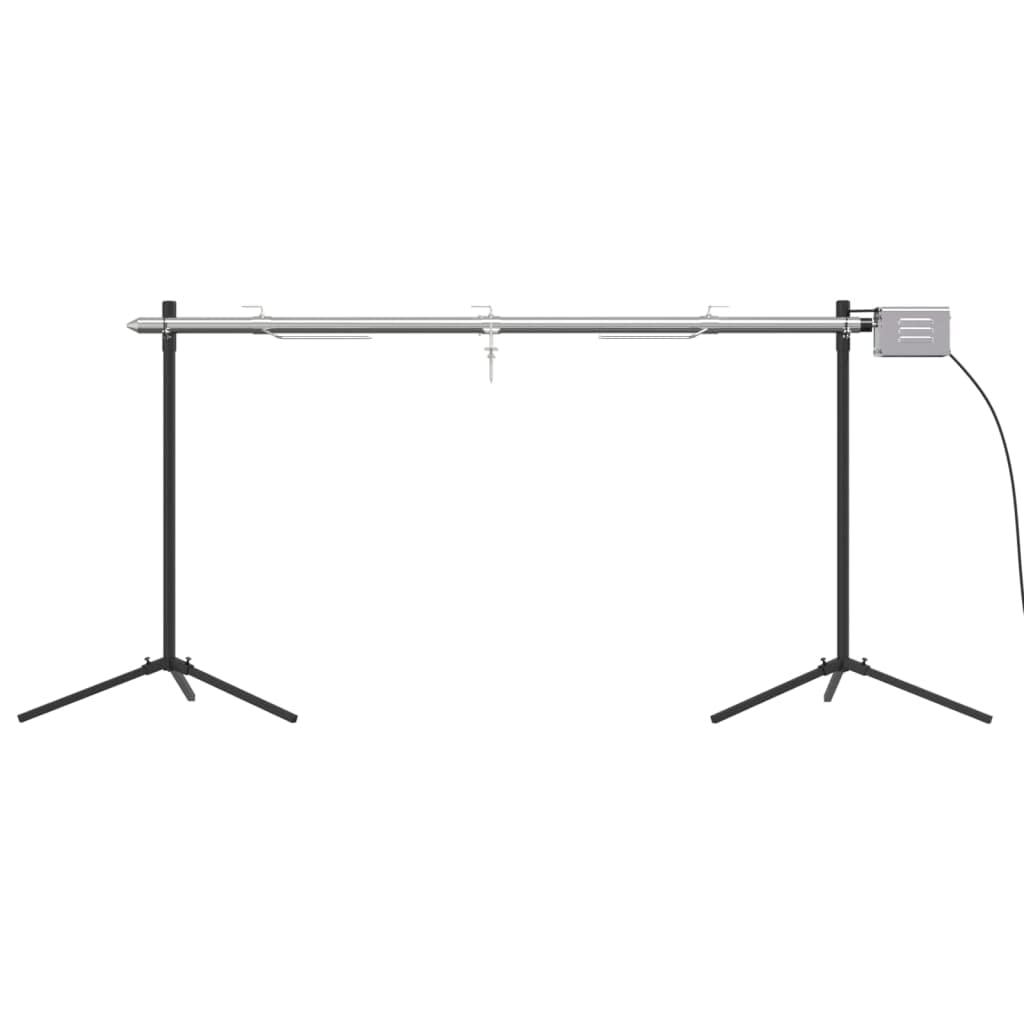 Spiedo automatico con motore in acciaio inox, 150 x 46,5 x 82,5 cm, griglia elettrica per balcone e terrazza, compatta, con regolatore di temperatura e vaschetta raccogli grasso, ideale