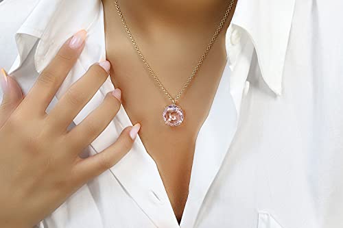 Collier en quartz rose d'exception et or précieux 14k - 4