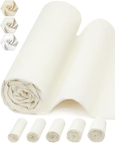 FIVEIZERO 100% Cotton Muslin Fabric by The Yard,59in x 1yd Cream Bleached Cotton Muslin Cloths–Medium Weight Beige Calico Fabric for Sewing,Quilting,Embroidery,Crafts & Apparel Projects