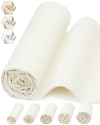 FIVEIZERO 100% Cotton Muslin Fabric by The Yard,63in x 1yd Cream Bleached Cotton Muslin Cloths–Medium Weight Beige Calico Fabric for Sewing,Quilting,Embroidery,Crafts & Apparel Projects
