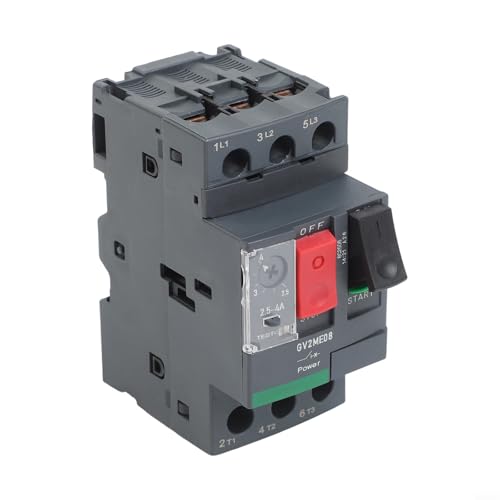 Interruptor de circuito para motores, tipo magnético térmico, protección contra sobrecarga y cortocircuito, para motores monofásicos y trifásicos, serie GV2 (GV2ME14C6 10A)