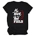 Mihvhyrt Football Lover Shirt My Heart is On That Field Cheer Mom Grandma Fan Outfit T Shirt Crewneck Conton Tee