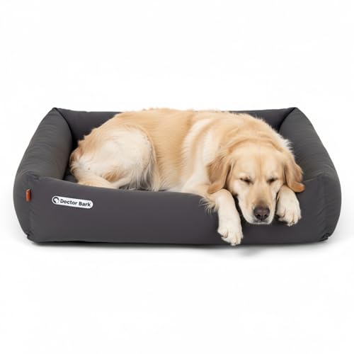 Doctor Bark Hundebett Orthopädisch - Waschbar bis 95°C, Geruchsfrei & Hygienisch - Kuscheliger Hundekorb Grosse Hunde mit Hundematratze (XL - 100x90 cm, Grau)