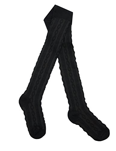 Medias de algodón en punto trenzado para niñas, de la marca I.L.C.K. Negro negro 7-8 Años