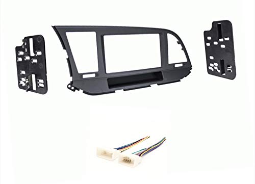 Car Stereo Dash Mount Kit and Wire Harness Combo to Install a Double Din Size Aftermarket Radio Made for 2017-2018 Hyundai Elantra- No 7 inch Factory