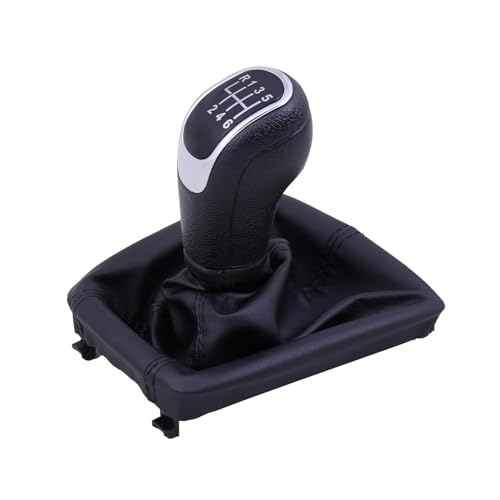 Image of 6-Speed Manual Transmission Gear Knob with Leather Gaiter Boot Cover Universal Car Gear Shifter Knob with Shift Pattern Display Ergonomic Design for Smooth Driving Experience