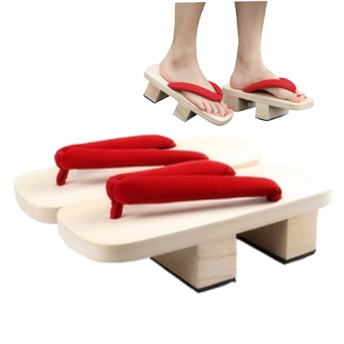 Gcroet - Geta Sandals, 1 Pair Japanese Wooden Clogs, Traditional Japanese Shoes with Non Slip Base, Comfortable Slippers for Men Women, for shoe sizes 36-38..