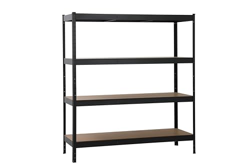SCHULTE Regalwelt Schwerlastregal XXL mit 4 MDF-Böden 180x160x60 cm (HxBxT), 250 Kg Traglast pro Boden, schwarz