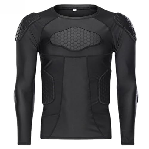 MK MOSSE KARNE Men Padded Compression Shirt Football Rib Protector 8-Pads Chest Protector Long Sleeve Football Padded Shirt Protective Gear Basketball