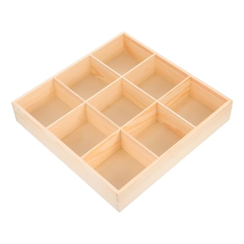 TOVINANNA Organizador de Cajones de Madera Natural 9 Compartimentos, Caja para Guardar Calcetines y Ropa Interior, Soporte para Ropa y Accesorios, Organizador de Almacenamiento para Armario
