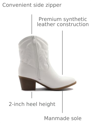 Image of GLOBALWIN Women's Cowgirl Boots Ankle Brown Cowboy Boots With Embroidered Stitching Low Heel Comfortable Western Boots For Country Outfits