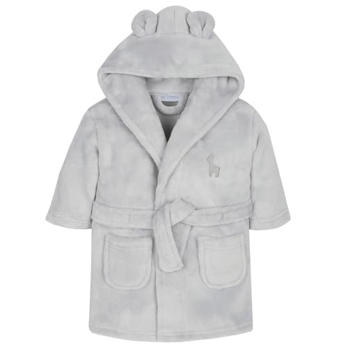 Baby Boy Girl Babies Dressing Gown Robe Plush Fleece Velvet Soft Cosy Warm Gift (Grey, 0-6 Months)