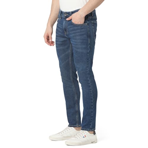 Image of Spykar Men's Kano Slim Fit Mid-Rise Jeans (Ankle Length)