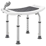 HOMCOM Sgabello per Doccia Altezza Regolabile 6 Livelli 39-52cm Grigio