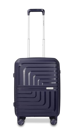 Image of 3G Vacanza Paris Series Polypropylene Unbreakable Hard-Sided Luggage Cabin SizeTrolley Bag | Navy Blue 55 cms
