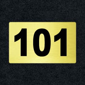 Number Plate 101 Room, Hotel, Hospital, Lodge,Apartment, Flat,Door No,College, Library, Rack Numbers Warehouse, Gold Acrylic Background with Black Letter with PVC Waterproof Sticker-image-45
