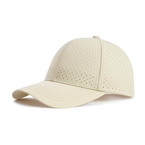 Image of FEINION Men Summer Adjustable Performance Hat Breathable Snapback Laser Perforated Mesh Baseball Cap