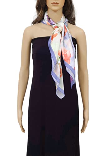 Image of Satin Silk Women's Large Square Floral Fashion Scarf | Soft satin silk neck scarf, head scarf, hair scarf, bandana, wrap, hijab, lightweight fashion accessory