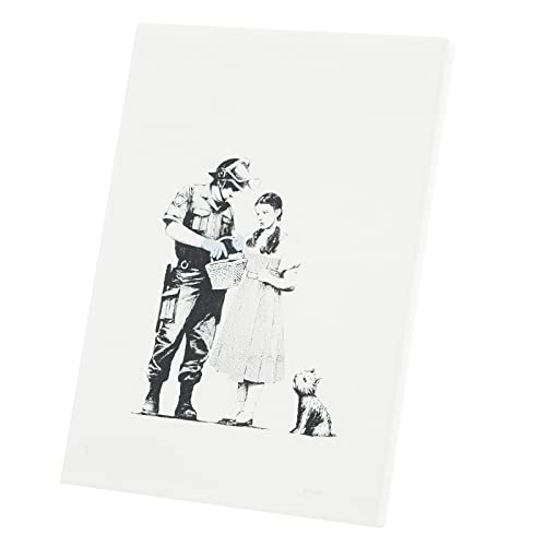 Tableau Banksy fillette et policier toile premium déco salon