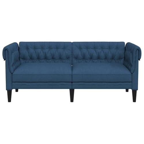 Sofá de 2 plazas azul Chesterfield de tela acolchado 182cm de largo 5
