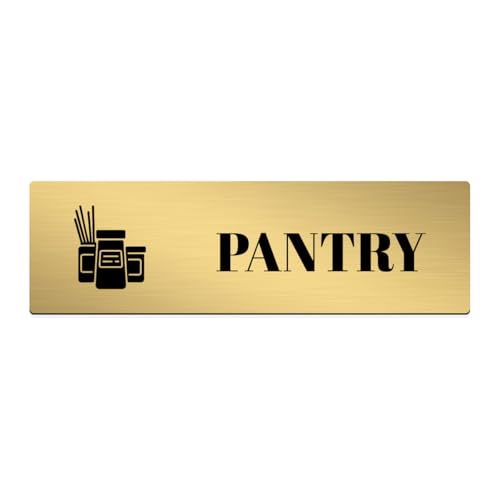 Image of Brushed Silver PVC Office Sign with Double-Sided Tape | Durable 10x3 Inch Signage for Clinics, Malls, Gyms & Hospitals - Available in Silver & Gold (Brushed Gold, Pantry)