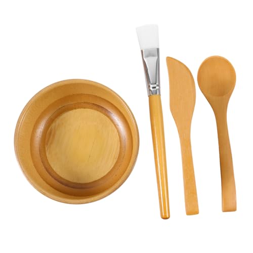 Beavorty 4 Stuks Maskerborstel Set Huidverzorgingskom Doe-het-zelf Gereedschap Schoonheidspakket Gezicht Mengkom Modder Masker Mixer Gezichts Gereedschap Gezichtsmasker Servies