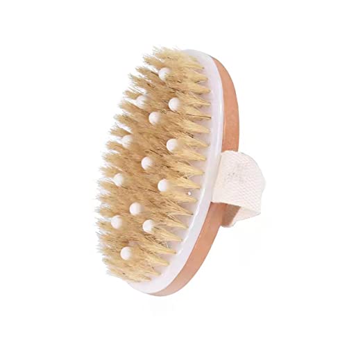 Massage Bath Brush Body Detox Brush For Beautiful Skin -Solid Wood Frame & Boar Hair Exfoliating Brush