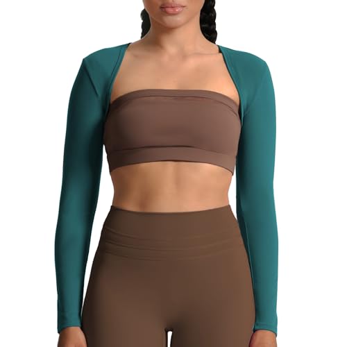 Image of Aoxjox Women's Lexi Lined Bolero Shrug | workout long sleeve,waist-defining cropped fit,open front cardigan,buttery soft fabric,layering,yoga,gym,daily wear