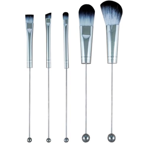 Juego de brochas de maquillaje, 5 brochas de maquillaje facial con cuentas | Juego profesional sintético para principiantes | Aplicadores portátiles de mezcla para base, corrector, rubor, sombra de