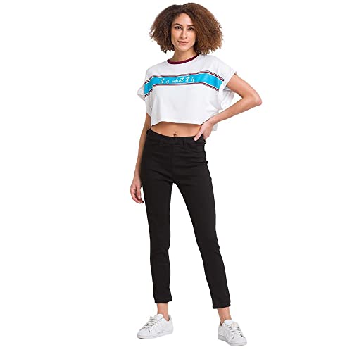 Image of Spykar Baby Cotton Blend Three-Fourth Sleeve Printed Casual Regular Fit T-Shirt for Women