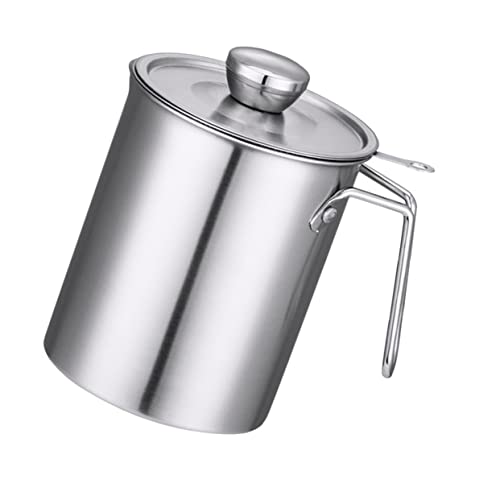 Cabilock Recipiente Colador De Aceite De Acero Inoxidable 304, Capacidad 1.8l, Filtro Malla Fina, Mango Antiburnas, Para Cocina y Almacenamiento De Grasa De Tocino