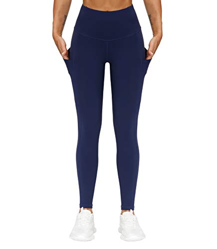 Image of THE GYM PEOPLE Thick High Waist Yoga Pants with Pockets, Tummy Control Workout Running Yoga Leggings for Women