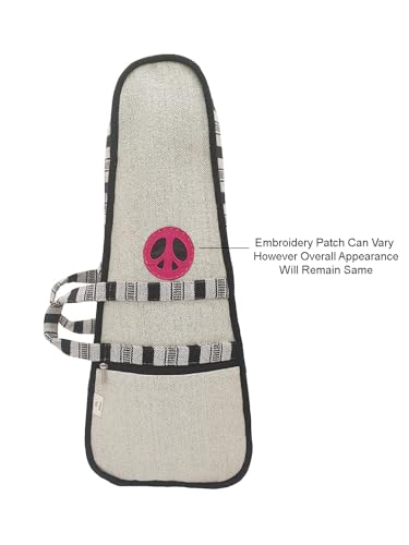 Image of The House of tara Modern Ukulele Bag | Ethnic Handloom Fabric Bag for Concerts | Multicolor | with External Zipper Pocket | Waterproof Padded Case | for Men and Women | Light Grey 1