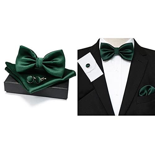 Set de corbata de moño para hombre con gemelos y pañuelo miniatura 3
