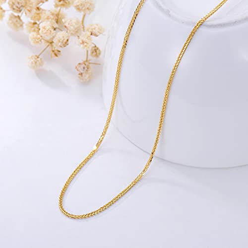 SISGEM Solid 14K Gold Wheat Chain Necklace Jewelry for Women, Yellow Gold Shiny Braided Wheat Chain Necklace with Lobster Claw Clasp, 16inch - Image 3
