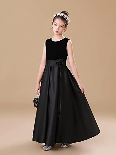 Chifar Girls Satin And Velvet Long Dresses - Perfect For Any Special Occasion Black 12 #TOP3
