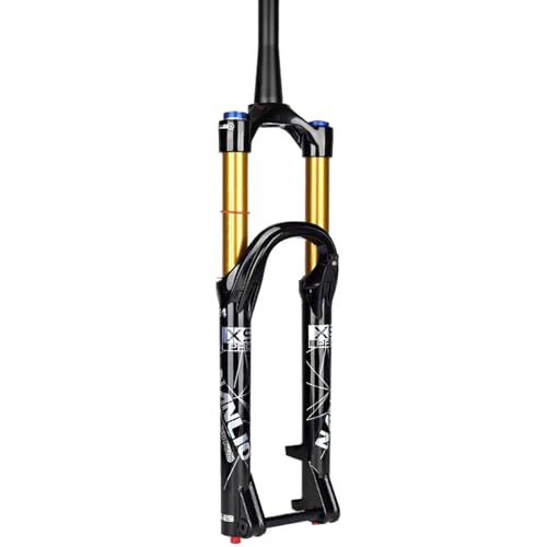 チマウンテンバイクサスペンションフォーク mtb フロントフォーク マウンテンバイクフロントフォーク、エアサスペンションダウンヒルフォーク、160mmトラベル、100×15mmスルーアクスル、ディスクブレーキ、リバウンドアジャスター、26インチ、27.5イ