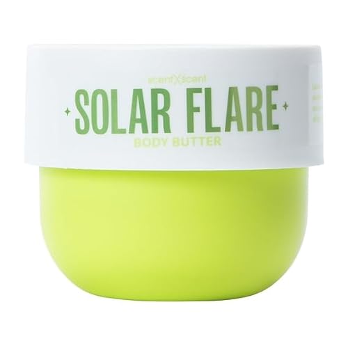 Solar Flare Body Butter, Moisturizing Skin Care with Cocoa Butter, White and Neon Green