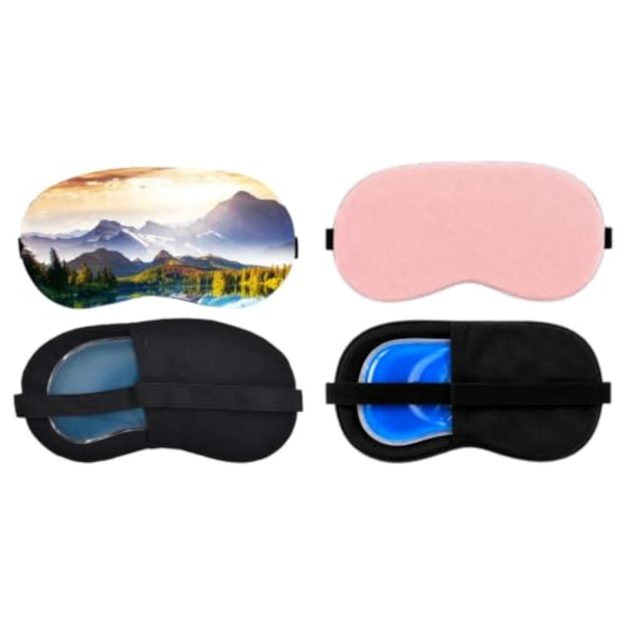 Sleeping Eye Mask Combo Pack of 2, Soft Fabric with Elastic Strap