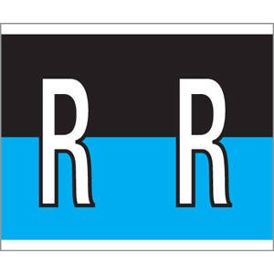 1-1/2" H x 1-1/4" W Black/Blue Kardex PSF-139 Compatible 1-1/4" Alpha Labels R 500/Roll - TBBS-139-R