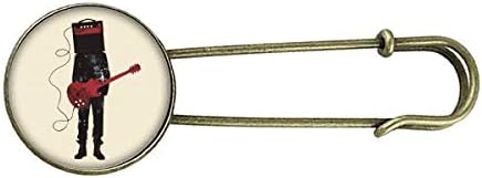 Guitar Music Instruments Crazy Man Retro Metal Brooch Pin Clip Jewelry image 2