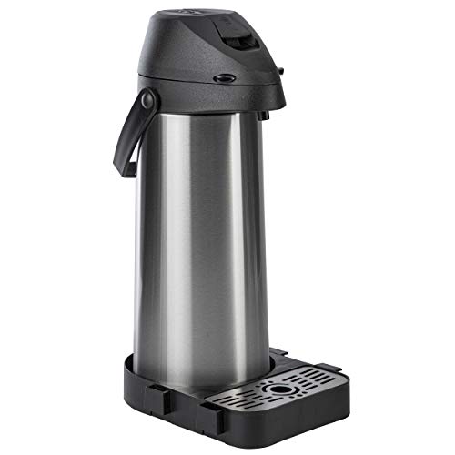 ONVAYA Airpot Pumpkanne | Isolierkanne | Thermoskanne | Getränkespender | Edelstahl mattiert | Kaffeekanne | Doppelwandig (1 9 Liter + Tropfschale)